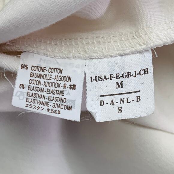 BRUNELLO CUCINELLI Size M Cream Cotton Blend Short Sleeve Peplum Casual Top - Picture 9 of 10